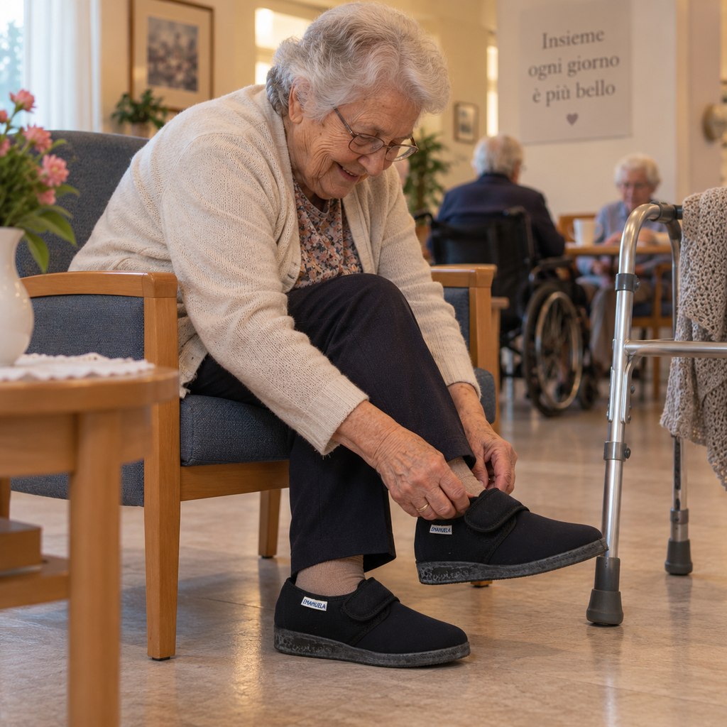 Calzaturificio Emanuela 655/601 – Scarpe donna per piedi speciali in lycra - nero - scarpe di qualità venduta a Milano da Pli-Pla