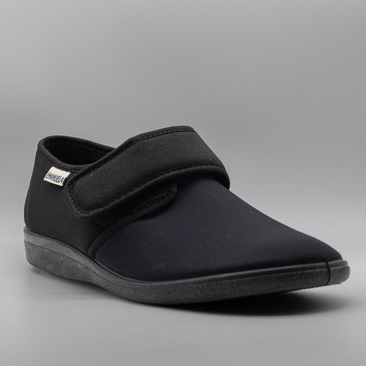 Calzaturificio Emanuela 986/985 – Scarpe uomo per piedi speciali in lycra - nero - scarpe di qualità venduta a Milano da Pli-Pla