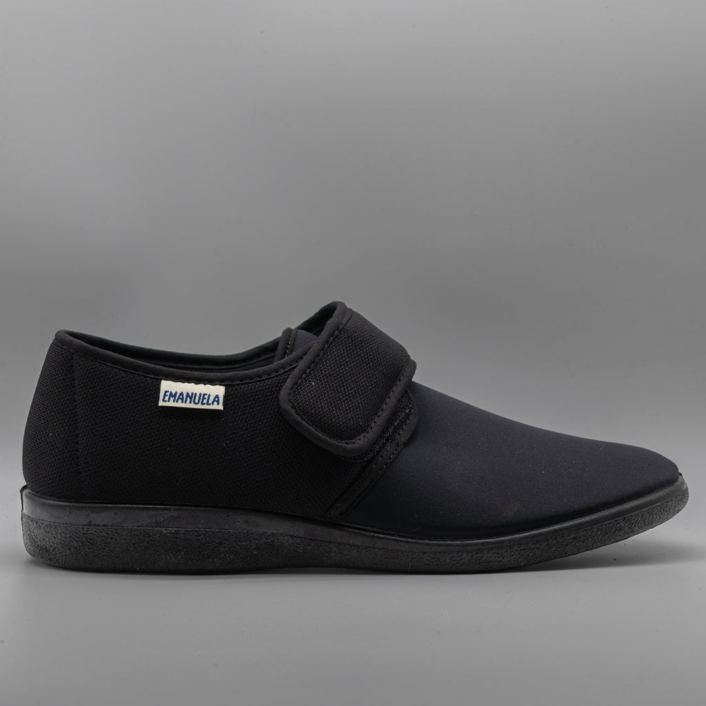 Calzaturificio Emanuela 986/985 – Scarpe uomo per piedi speciali in lycra - nero - scarpe di qualità venduta a Milano da Pli-Pla