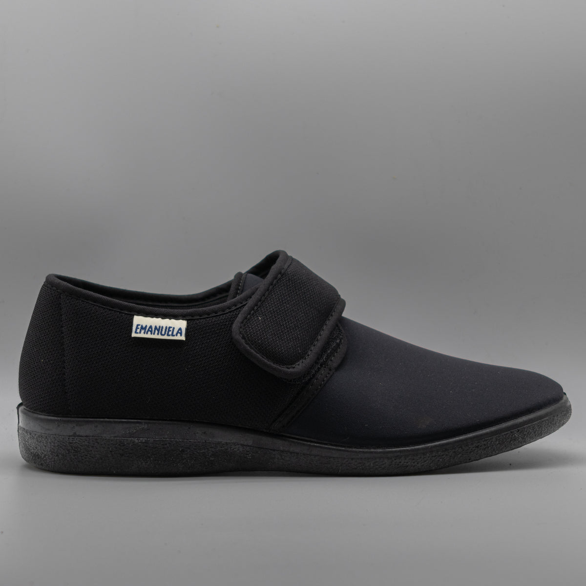 Calzaturificio Emanuela 986/985 – Scarpe uomo per piedi speciali in lycra - nero - scarpe di qualità venduta a Milano da Pli-Pla