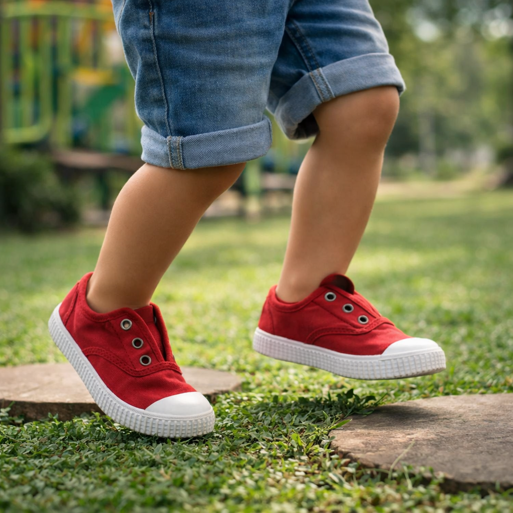 Victoria 106627 – Sneakers bambino in tela sostenibile con elastico - rosso - scarpe di qualità venduta a Milano da Pli-Pla