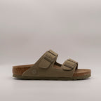 Birkenstock Arizona Rivet Logo vegan sandali canvas khaki - scarpe di qualità venduta a Milano da Pli-Pla
