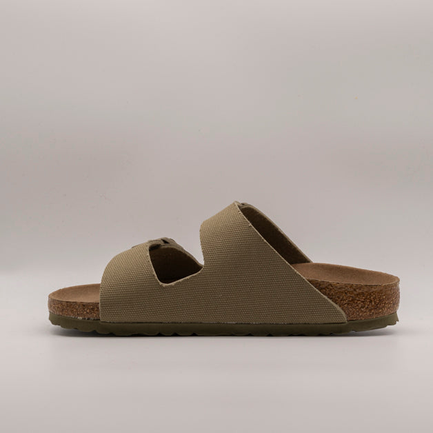 Birkenstock Arizona Rivet Logo vegan sandali canvas khaki - scarpe di qualità venduta a Milano da Pli-Pla