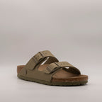 Birkenstock Arizona Rivet Logo vegan sandali canvas khaki - scarpe di qualità venduta a Milano da Pli-Pla