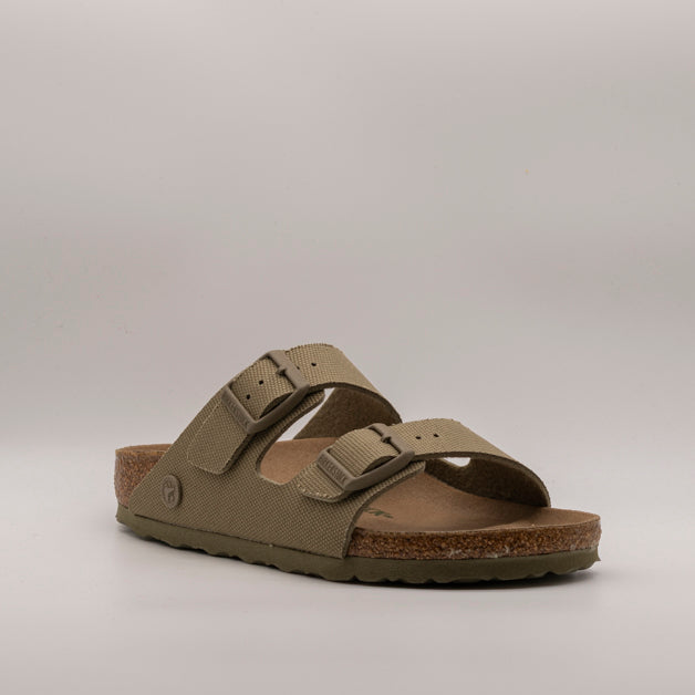 Birkenstock Arizona Rivet Logo vegan sandali canvas khaki - scarpe di qualità venduta a Milano da Pli-Pla