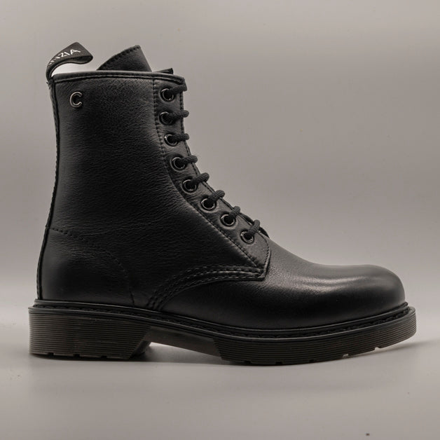 Cinzia Soft IV14108 – Anfibio donna in vernice con lacci e zip laterale nero - scarpe di qualità venduta a Milano da Pli-Pla