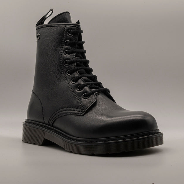 Cinzia Soft IV14108 – Anfibio donna in vernice con lacci e zip laterale nero - scarpe di qualità venduta a Milano da Pli-Pla