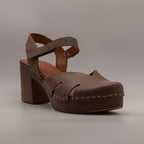 Cinzia Soft PQ1145370 – sandalo in pelle con zeppa alta e punta chiusa - marrone - scarpe di qualità venduta a Milano da Pli-Pla