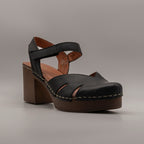 Cinzia Soft PQ1145370 – sandalo in pelle con zeppa alta e punta chiusa - nero - scarpe di qualità venduta a Milano da Pli-Pla