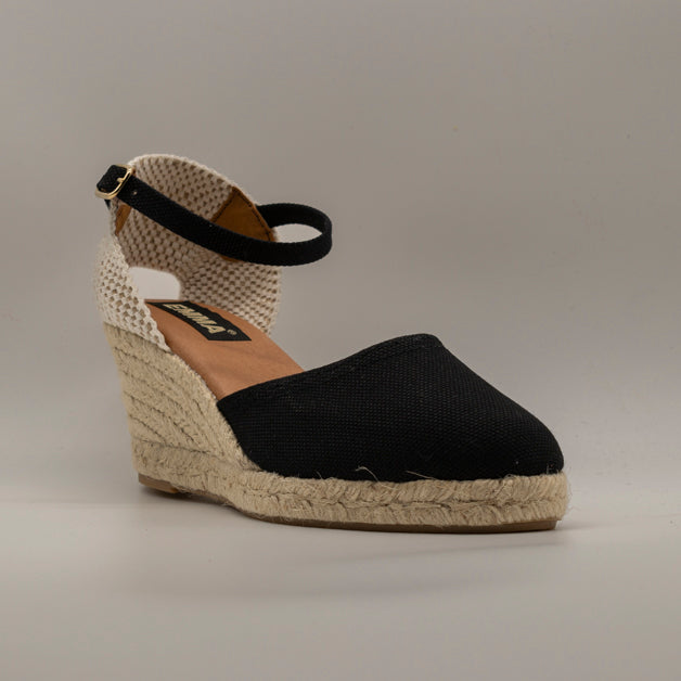 Emma Shoes 1961 – campesine con zeppa 5 corde - nero - scarpe di qualità venduta a Milano da Pli-Pla