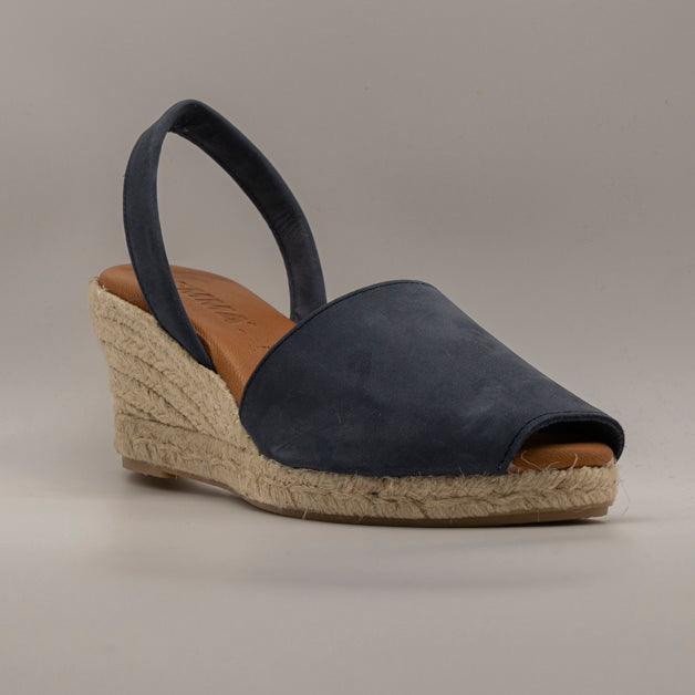 Emma Shoes 23743-5C – minorchine in pelle con zeppa 5 corde - blu - scarpe di qualità venduta a Milano da Pli-Pla