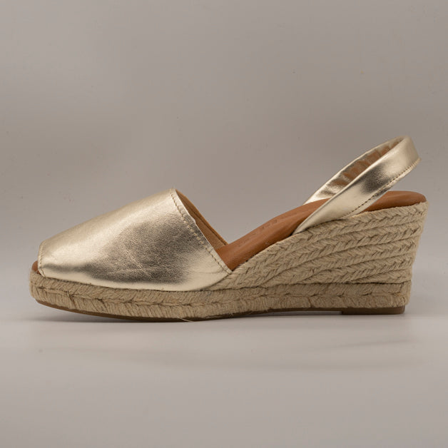 Emma Shoes 23743-5C – minorchine in pelle con zeppa 5 corde - platino - scarpe di qualità venduta a Milano da Pli-Pla