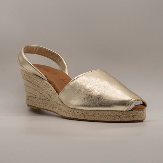 Emma Shoes 23743-5C – minorchine in pelle con zeppa 5 corde - platino - scarpe di qualità venduta a Milano da Pli-Pla