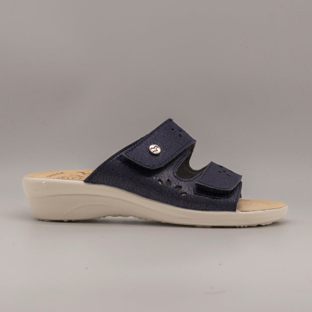 Fly-Flot T4 A56 63 – Ciabatta donna comfort con velcro con plantare anatomico blu - scarpe di qualità venduta a Milano da Pli-Pla