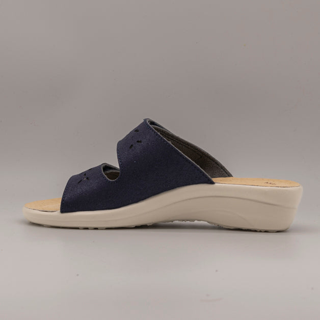 Fly-Flot T4 A56 63 – Ciabatta donna comfort con velcro con plantare anatomico blu - scarpe di qualità venduta a Milano da Pli-Pla