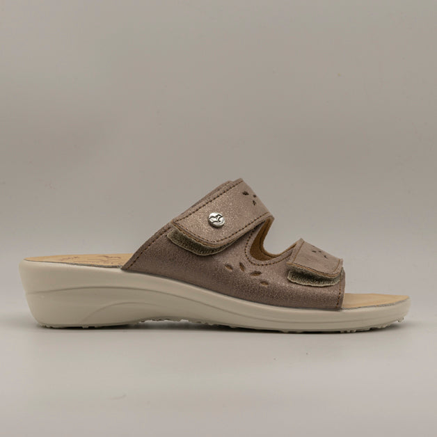 Fly-Flot T4 A56 63 – Ciabatta donna comfort con velcro con plantare anatomico rovere - scarpe di qualità venduta a Milano da Pli-Pla