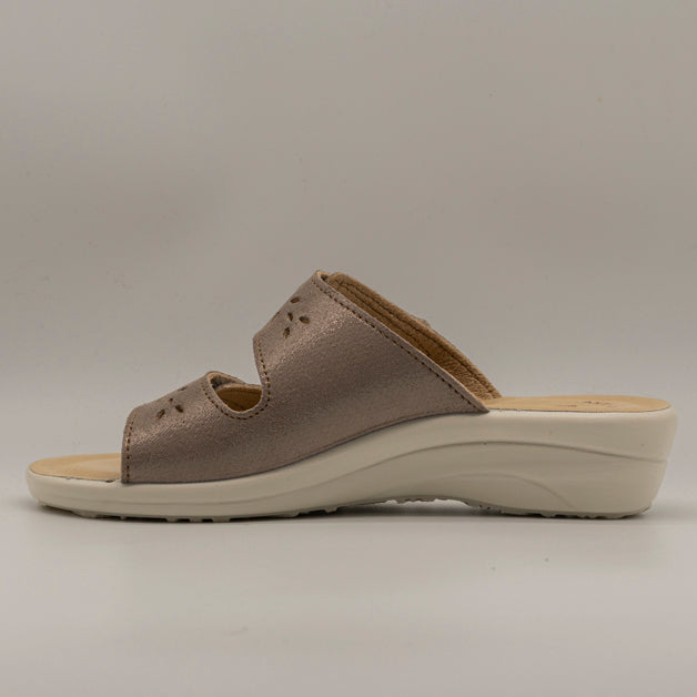 Fly-Flot T4 A56 63 – Ciabatta donna comfort con velcro con plantare anatomico rovere - scarpe di qualità venduta a Milano da Pli-Pla