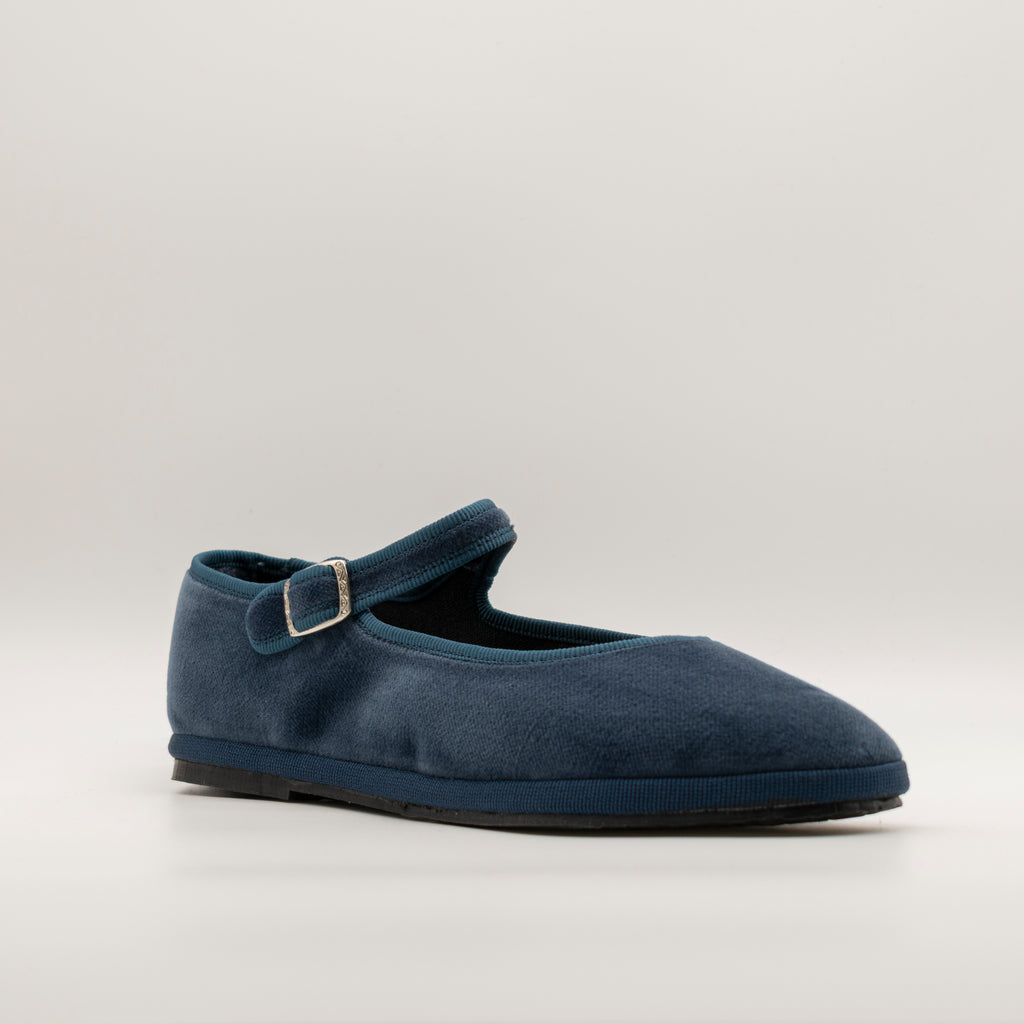 Friulane Mary Jane Petrolio – La Tradizione del Velluto | Pli-Pla - scarpe di qualità venduta a Milano da Pli-Pla