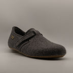 Haflinger Wollfilz Focus – Pantofole in lana con velcro e plantare estraibile - antracite - scarpe di qualità venduta a Milano da Pli-Pla