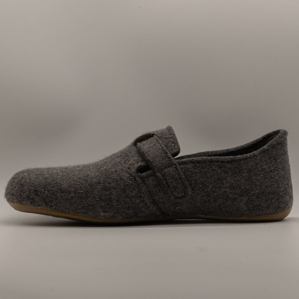 Haflinger Wollfilz Focus – Pantofole in lana con velcro e plantare estraibile - antracite - scarpe di qualità venduta a Milano da Pli-Pla