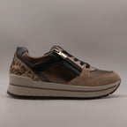 IGI&CO 8674322 Zapatilla de piel para mujer con estampado animal y detalles en bronce