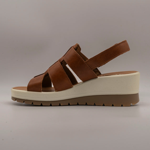 IGI&Co 5667233 – sandalo comfort in pelle con zeppa alta - cognac - scarpe di qualità venduta a Milano da Pli-Pla