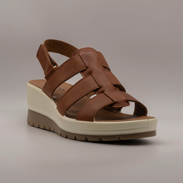 IGI&Co 5667233 – sandalo comfort in pelle con zeppa alta - cognac - scarpe di qualità venduta a Milano da Pli-Pla