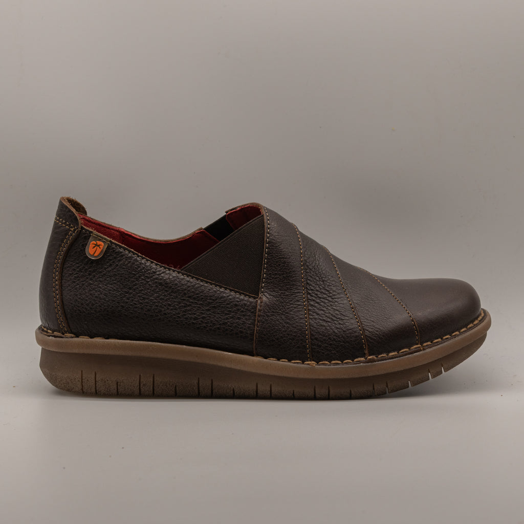 Jungla 8261 – Slip-on donna in pelle con fasce incrociate - marrone moka - scarpe di qualità venduta a Milano da Pli-Pla