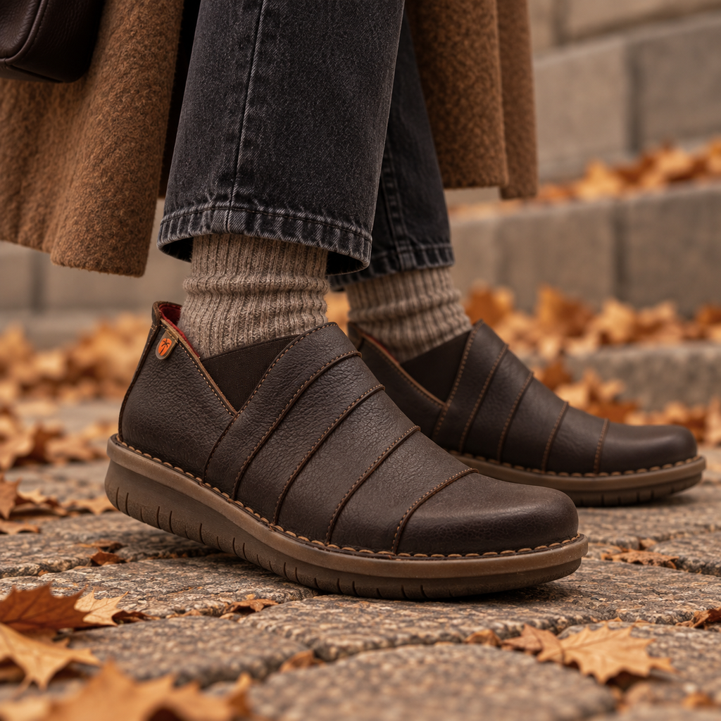 Jungla 8261 – Slip-on donna in pelle con fasce incrociate - marrone moka - scarpe di qualità venduta a Milano da Pli-Pla