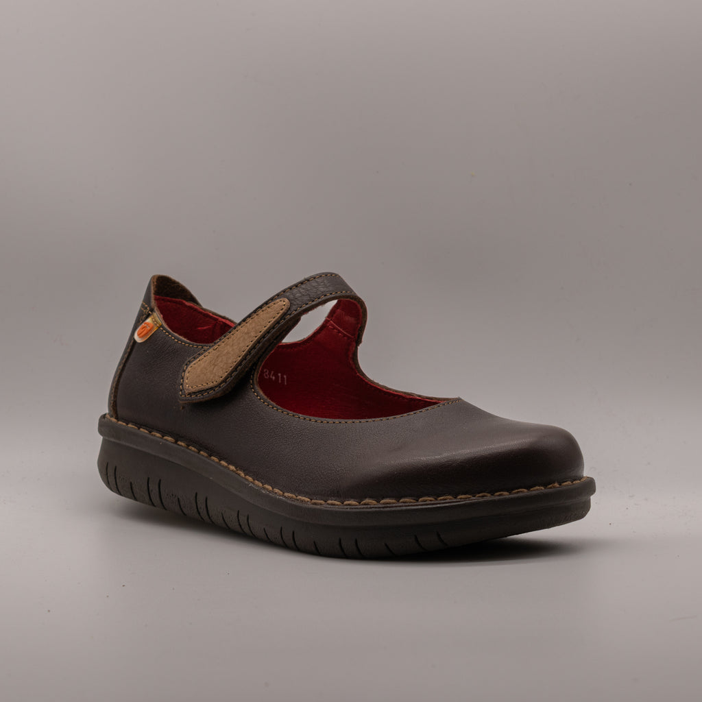 Jungla 8411 – Ballerine donna in pelle con cinturino - marrone cafè - scarpe di qualità venduta a Milano da Pli-Pla