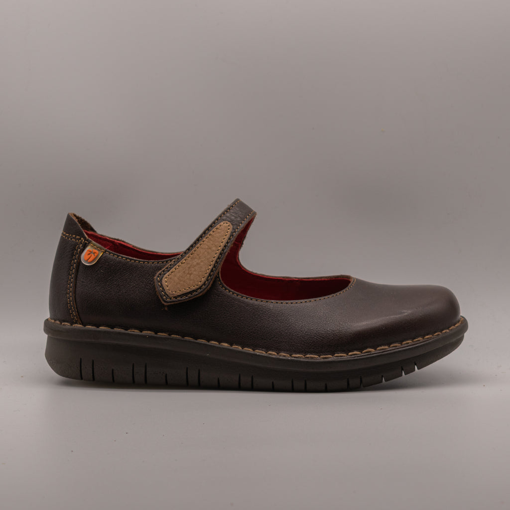 Jungla 8411 – Ballerine donna in pelle con cinturino - marrone cafè - scarpe di qualità venduta a Milano da Pli-Pla