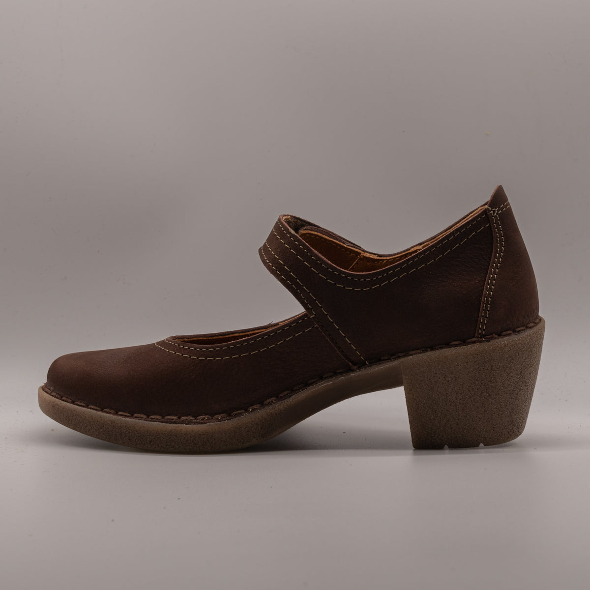 Jungla 8444 – Décolleté donna in pelle con zeppa e cinturino - marrone cafè - scarpe di qualità venduta a Milano da Pli-Pla