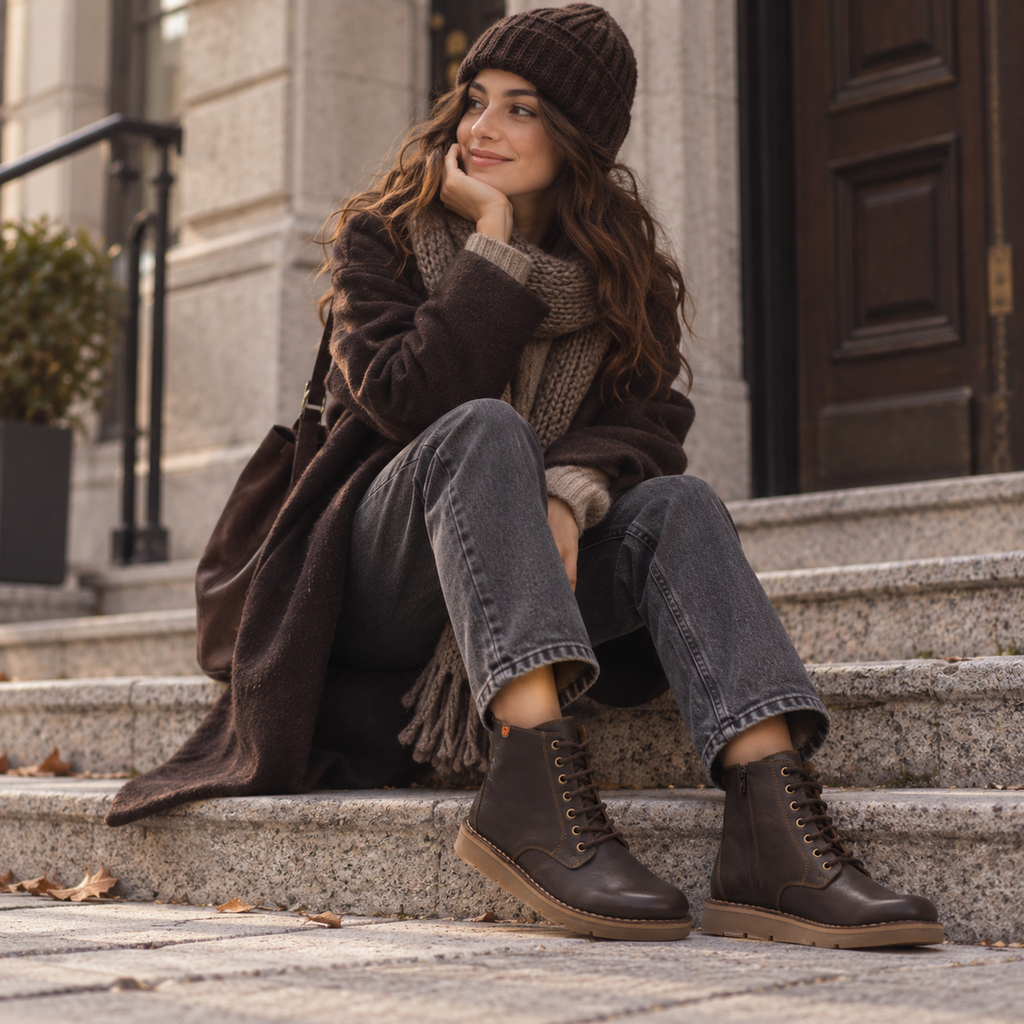 Jungla 8580 – Stivaletti donna stringati in pelle - marrone cafè - scarpe di qualità venduta a Milano da Pli-Pla