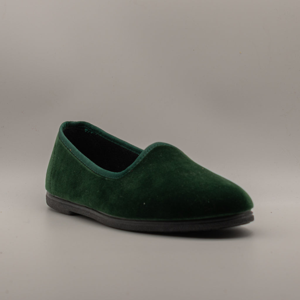La Maison de l’Espadrille 4300-9 – Pantofole slipper in velluto stile friulana - verde - scarpe di qualità venduta a Milano da Pli-Pla