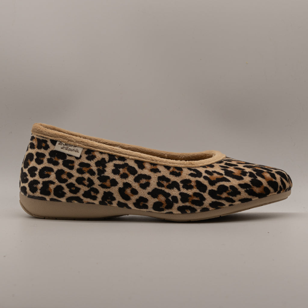 La Maison de l’Espadrille 6058-9 – Ballerine da casa animalier foderate - leopardato - scarpe di qualità venduta a Milano da Pli-Pla
