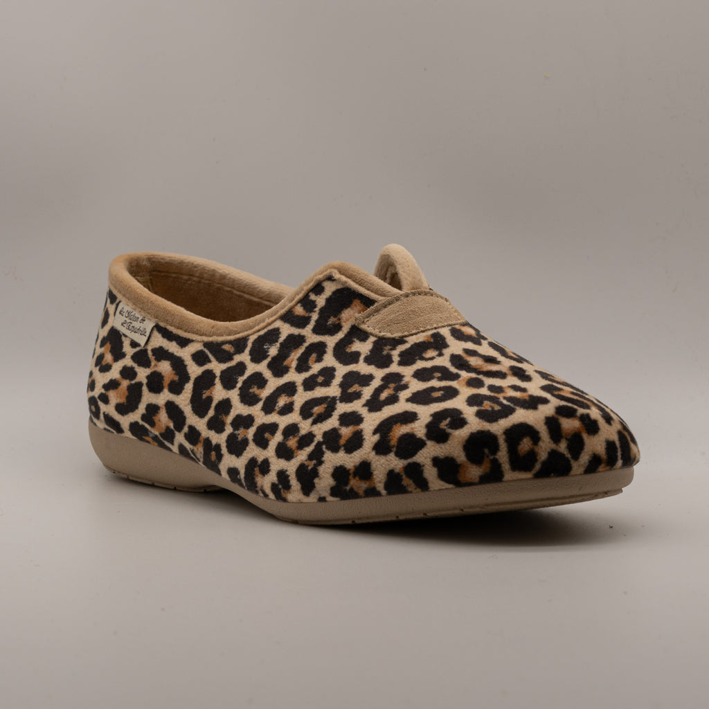 La Maison de l’Espadrille 6060-9 – Pantofole da casa Derby animalier - leopardato - scarpe di qualità venduta a Milano da Pli-Pla