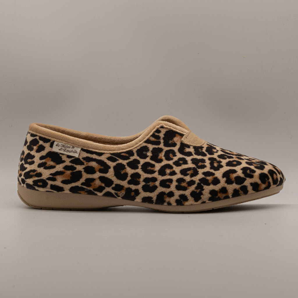 La Maison de l’Espadrille 6060-9 – Pantofole da casa Derby animalier - leopardato - scarpe di qualità venduta a Milano da Pli-Pla