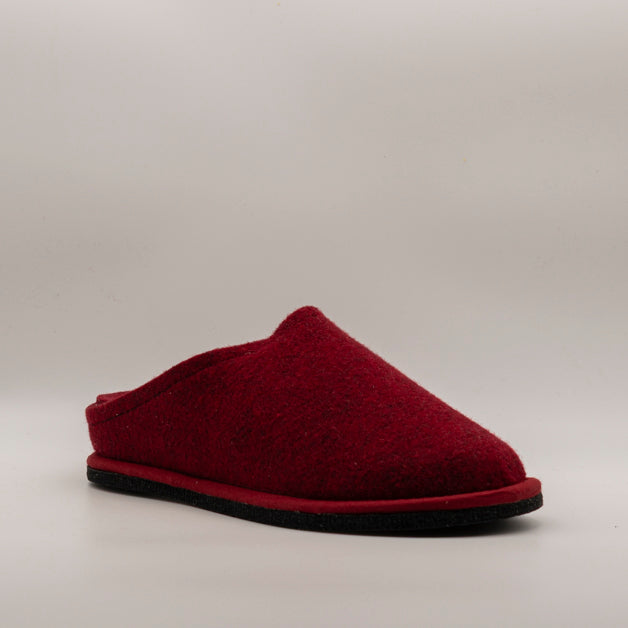 Löwenweiss Easy pantofola in feltro di lana bordeaux - scarpe di qualità venduta a Milano da Pli-Pla