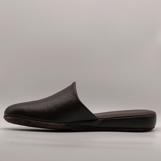 Pantofole scendiletto in pelle uomo marrone - scarpe di qualità venduta a Milano da Pli-Pla