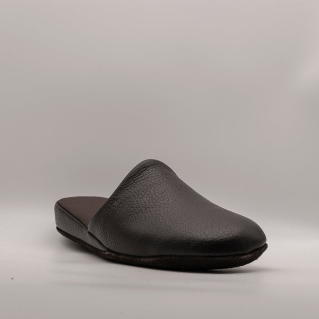 Pantofole scendiletto in pelle uomo marrone - scarpe di qualità venduta a Milano da Pli-Pla