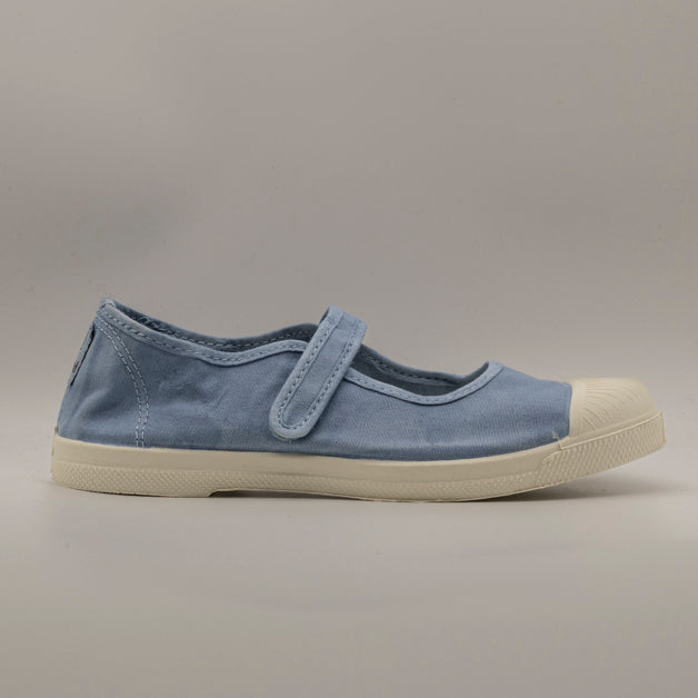 Natural World 124E Old Mina – scarpa vintage in cotone organico con cinturino - azzurro - scarpe di qualità venduta a Milano da Pli-Pla