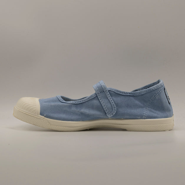 Natural World 124E Old Mina – scarpa vintage in cotone organico con cinturino - azzurro - scarpe di qualità venduta a Milano da Pli-Pla