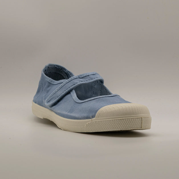Natural World 124E Old Mina – scarpa vintage in cotone organico con cinturino - azzurro - scarpe di qualità venduta a Milano da Pli-Pla
