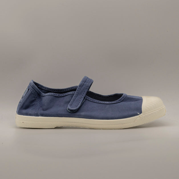 Natural World 124E Old Mina – scarpa vintage in cotone organico con cinturino - blu mar - scarpe di qualità venduta a Milano da Pli-Pla
