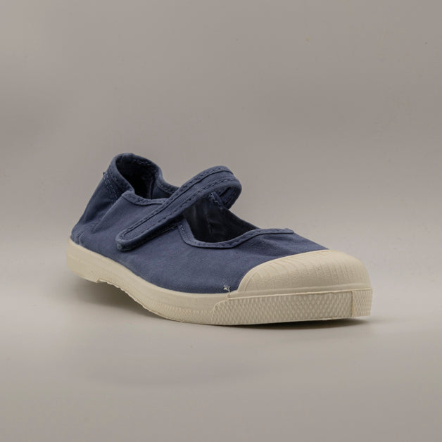 Natural World 124E Old Mina – scarpa vintage in cotone organico con cinturino - blu mar - scarpe di qualità venduta a Milano da Pli-Pla