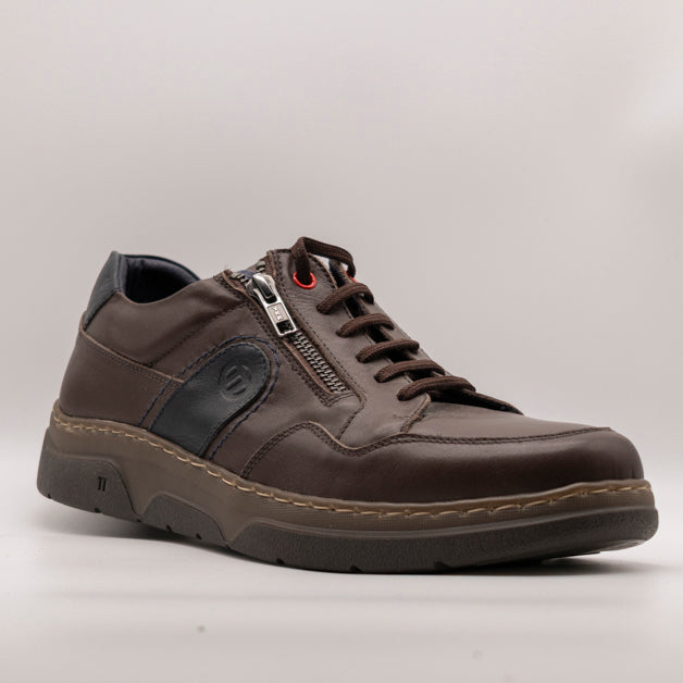 Notton Sneakers Uomo in Pelle con Zip 0417 marrone - scarpe di qualità venduta a Milano da Pli-Pla