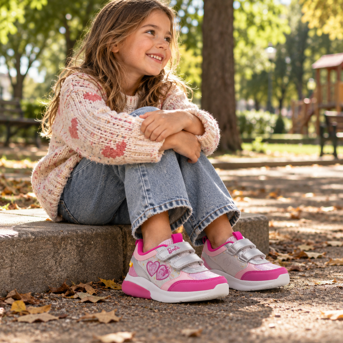 Primigi 2469800 Barbie – Sneakers bambina con luci e doppio velcro - argento e rosa - scarpe di qualità venduta a Milano da Pli-Pla