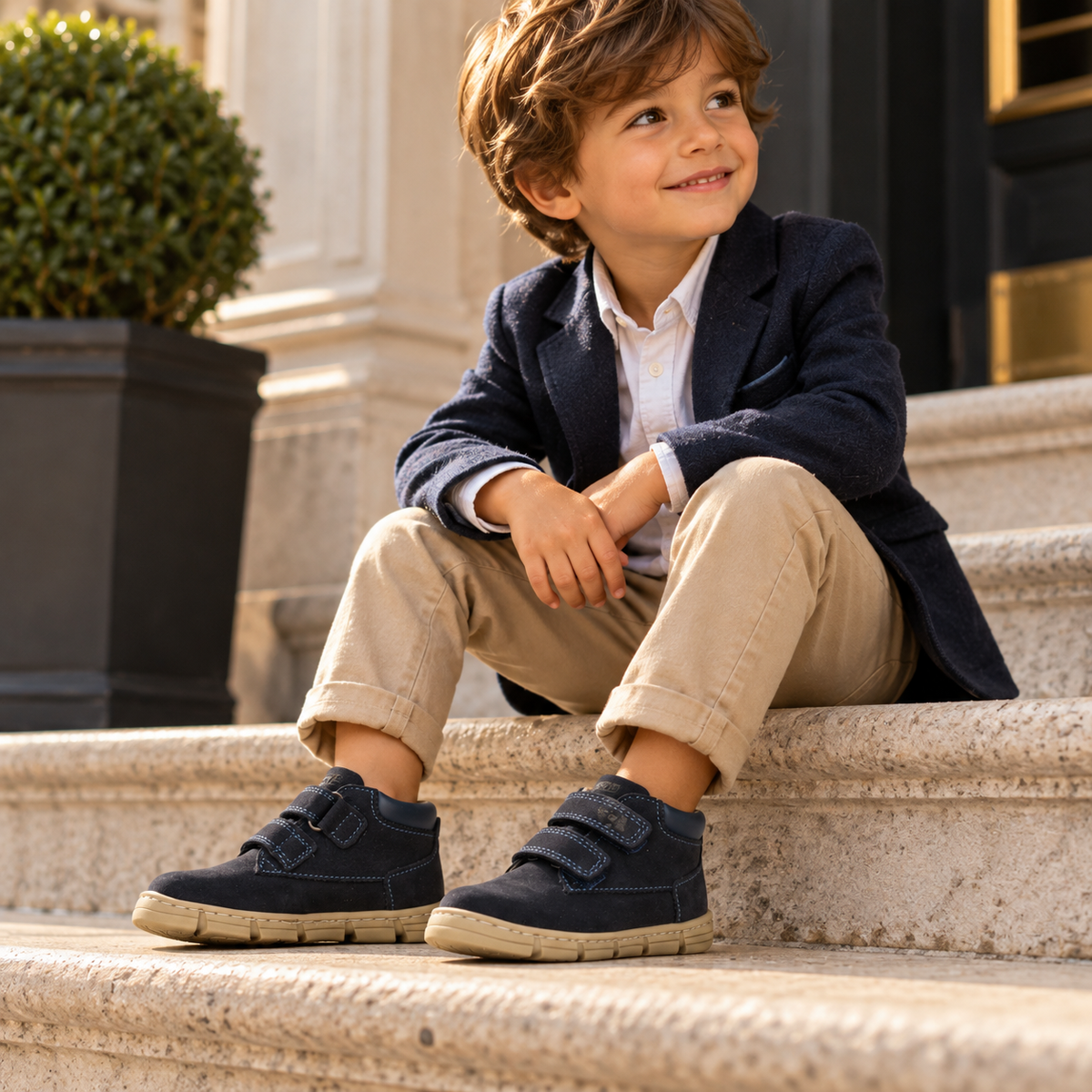 Primigi 2403144 – Scarpe primi passi bambina in pelle con doppio velcro - blu - scarpe di qualità venduta a Milano da Pli-Pla