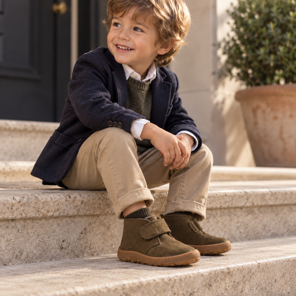 Victoria 1370121 Bosco – Stivaletti barefoot bambino in pelle scamosciata - verde kaki