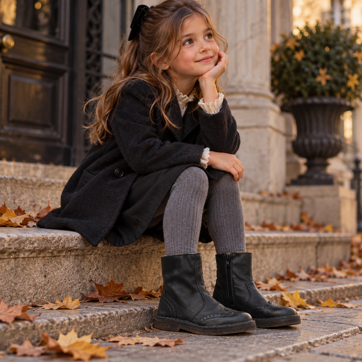 B&B 2024 – Stivaletti bambina in pelle con fondo in para blu scuro - scarpe di qualità venduta a Milano da Pli-Pla